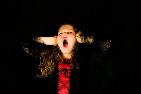 screaming girl throwing tantrum